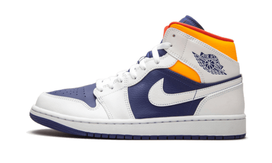 Air Jordan 1 Mid White Laser Orange Deep Royal Blue