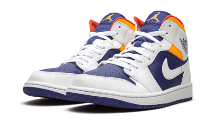 Air Jordan 1 Mid White Laser Orange Deep Royal Blue