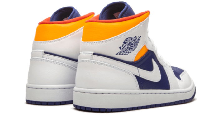 Air Jordan 1 Mid White Laser Orange Deep Royal Blue