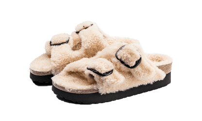 Birkenstock Arizona Big Buckle Shearling Teddy Eggshell