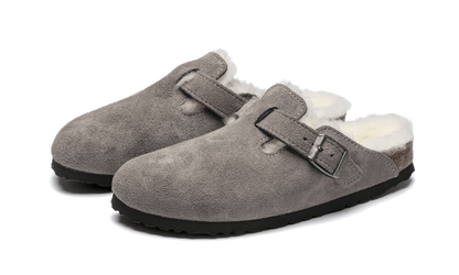 Birkenstock Boston Shearling Suede Stone Coin