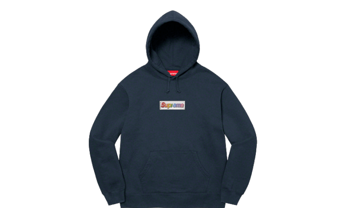 Supreme Bling Box Logo Hooded Sweatshirt Navy