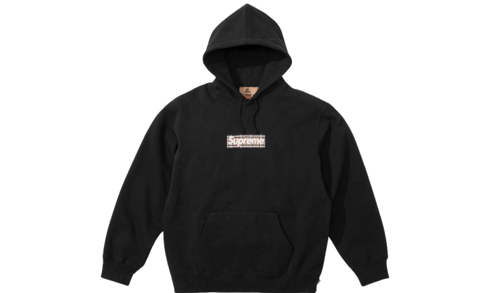 Supreme Burberry Box Logo Hoodie Black