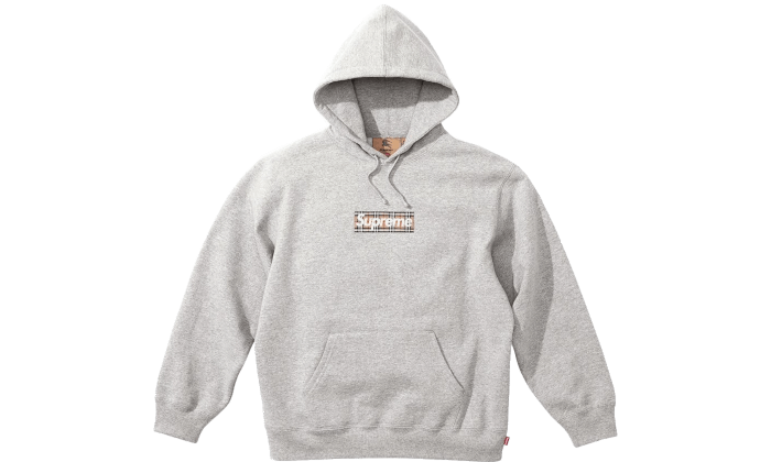 Supreme Burberry Box Logo Hoodie Grey