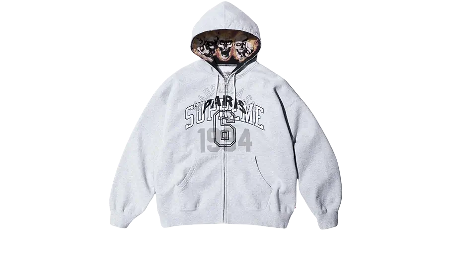 Supreme MM6 Maison Margiela Zip Up Hooded Sweatshirt Ash Grey