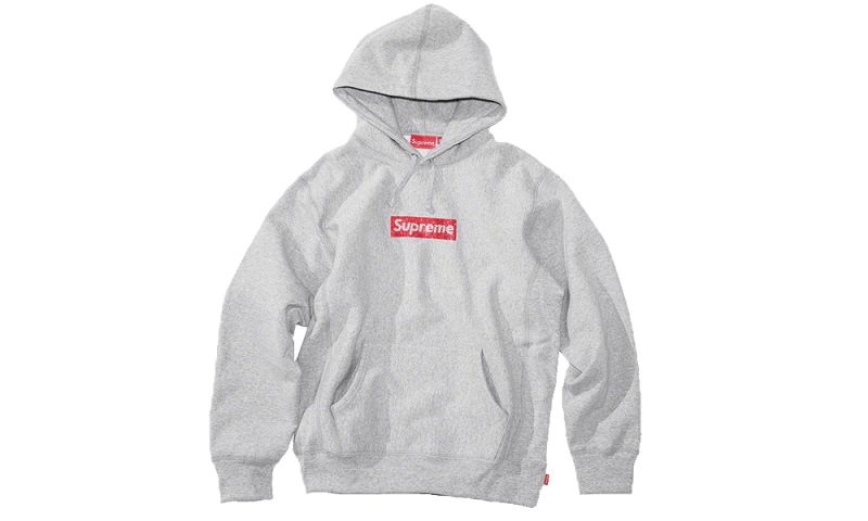 Supreme Swarovski Box Logo Hooded Sweatshirt Grey