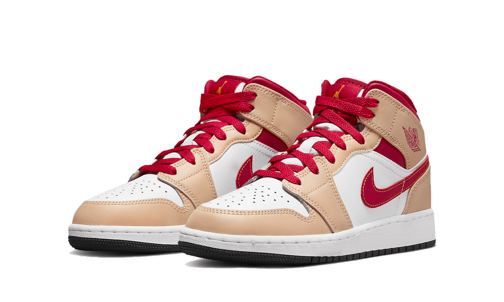 Air Jordan 1 Mid Beige Red - Trinity Sneakers