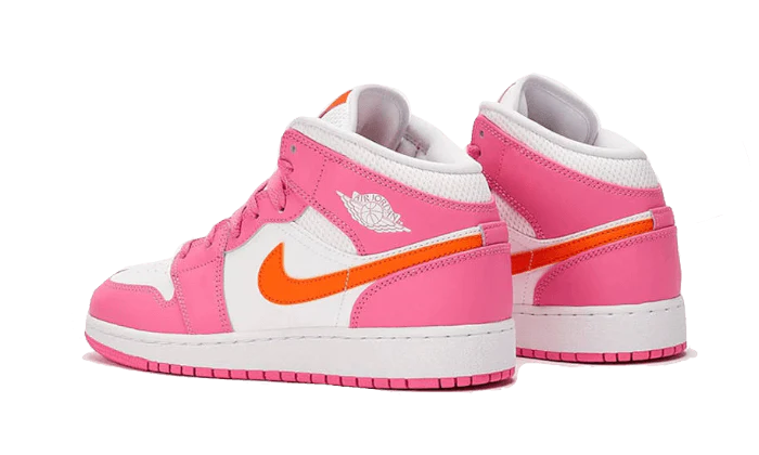 Air Jordan 1 Mid Pinksicle Safety Orange - Trinity Sneakers